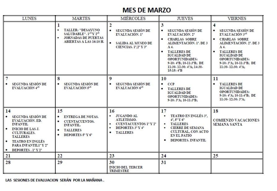 MES DE MARZO
